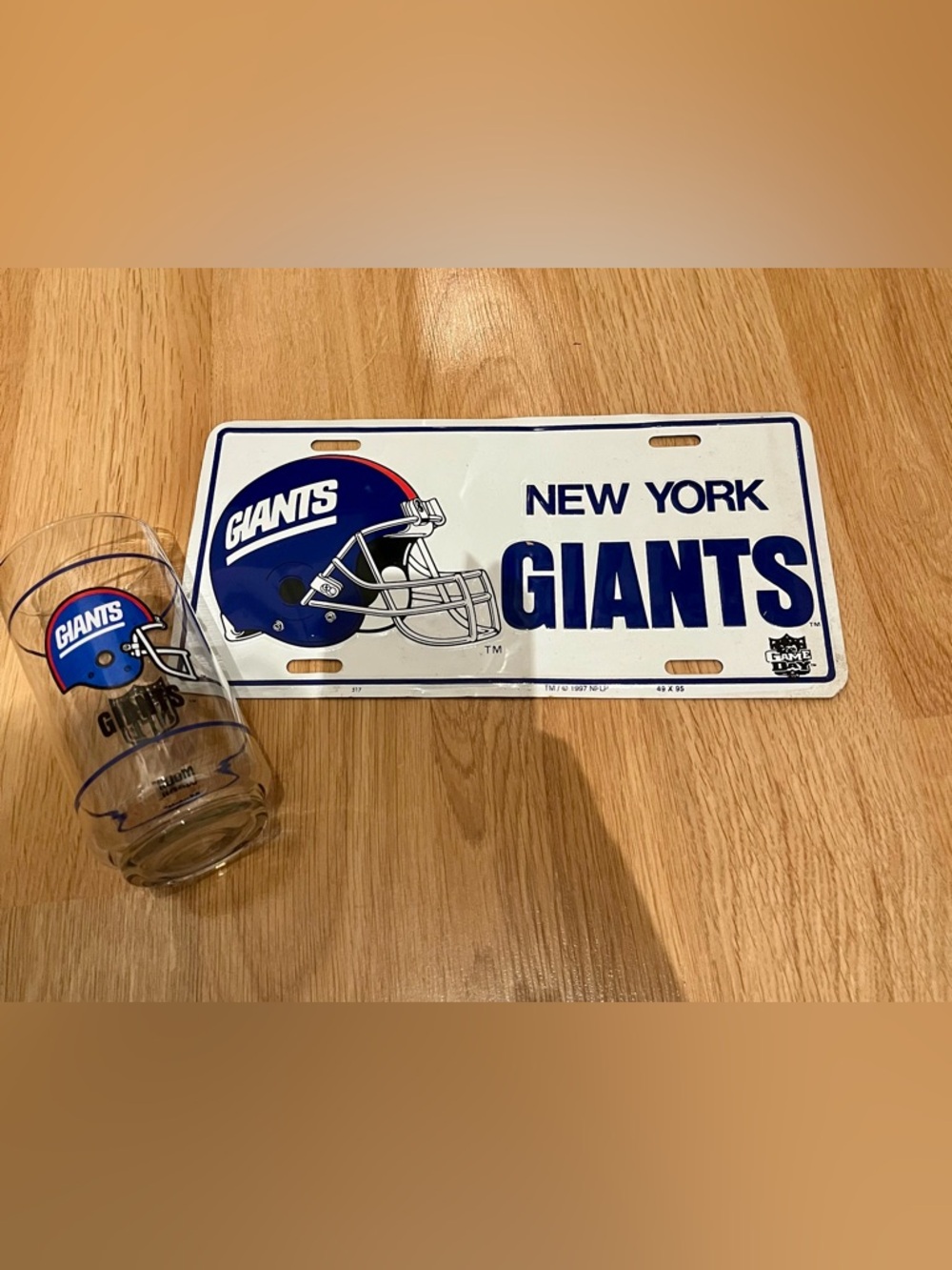 Vintage NY Giants Memorabilia - Mobile Glass, License Plate